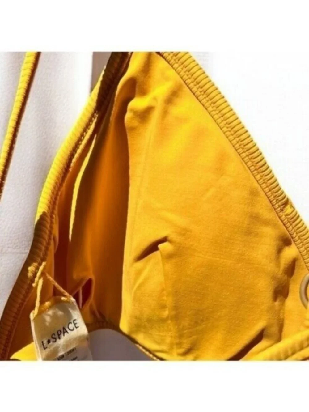 🌻NEW w.tags L*Space Helena Sunshine Gold Ribbed Bikini Top Size XL $99 Retail